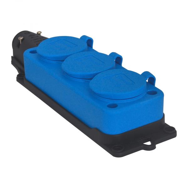 Schutzkontakt 3-Fach Steckdosenleiste IP44 (Blau)